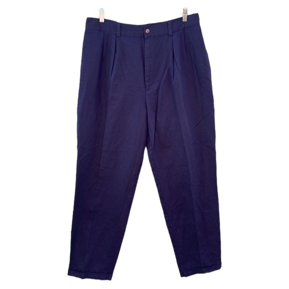 NOS Vintage Bugle Boy Navy Blue Double Pleated Khakis Comfort Fit Sz 36 x 32 - Picture 1 of 16